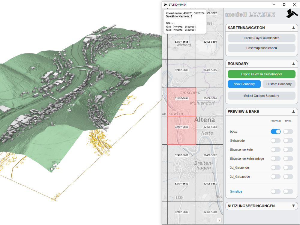 Grasshopper App zum einfachen laden von Gis Daten